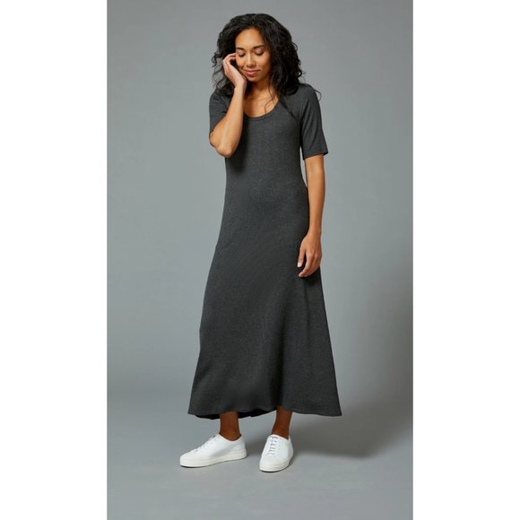 SLSF Sarah Liller Womens Gray Knitted Scoop Neck Gabby Maxi Dress Size Medium - Picture 1 of 10